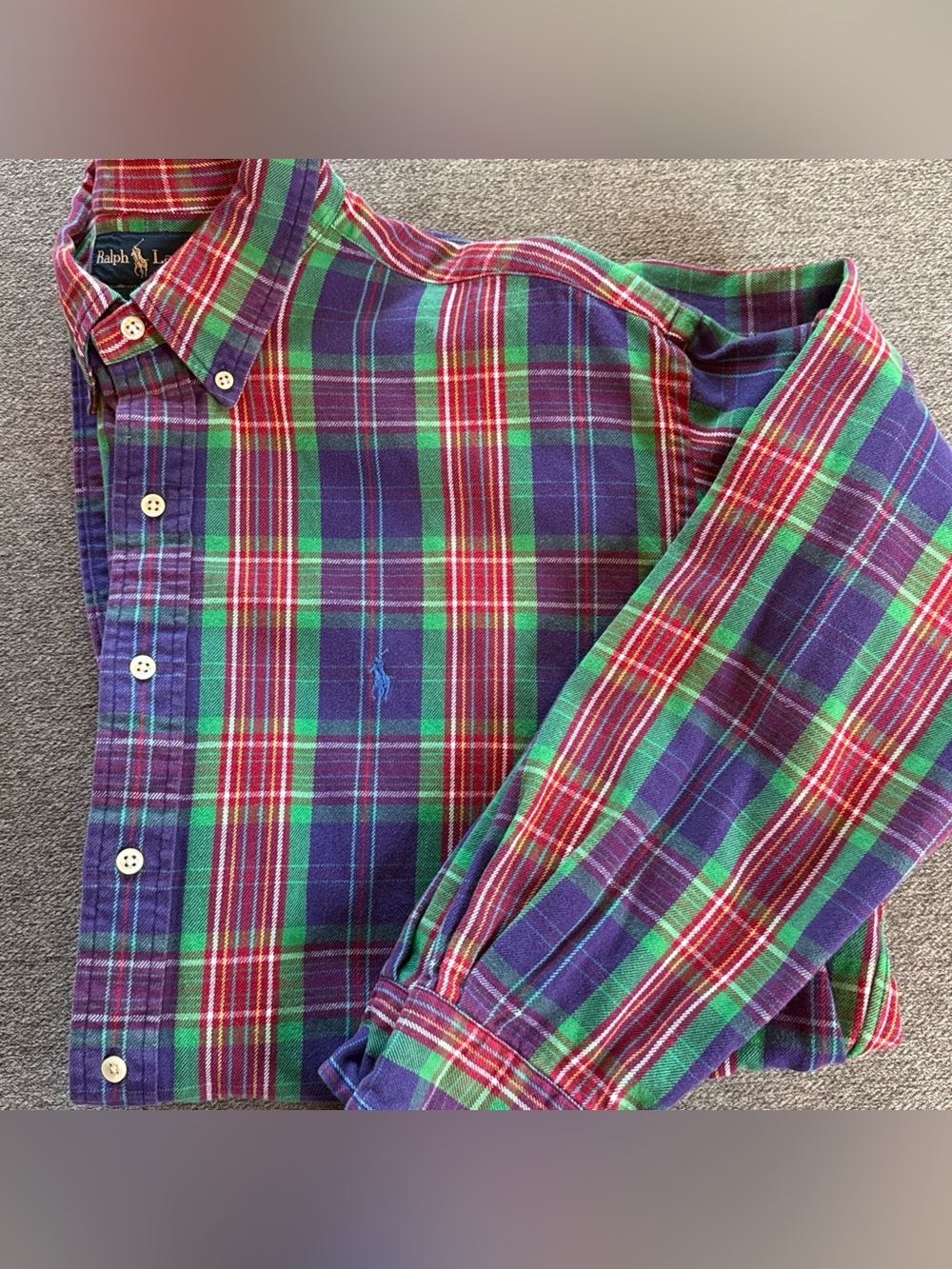 Ralph Lauren Blake Purple Plaid Check Long Sleeve Mens Shirt X-Large Colorful